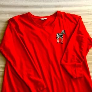 Large L/S Jersey T-shirt, Crown & Ivy brand, Orange with zebras accent, $15